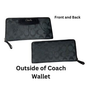 Coach Signature Zip Around Accordion Wallet Black